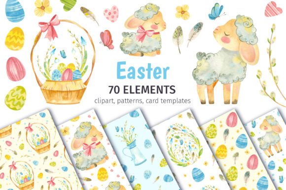 Easter Clipart, Patterns, Card Templates: A Designer's Toolkit