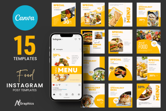 Elevate Your Food Brand with 15 Instagram Templates