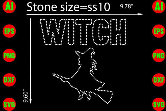 Witch Rhinestone Templates Design: Crafting with Sparkle